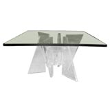 Geometric Base Lucite Cocktail table