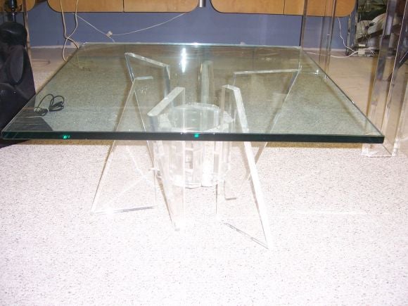 Geometric Base Lucite Cocktail table