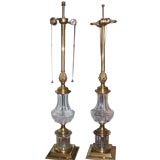 Stiffel Bronze and Crystal Cut Lamps