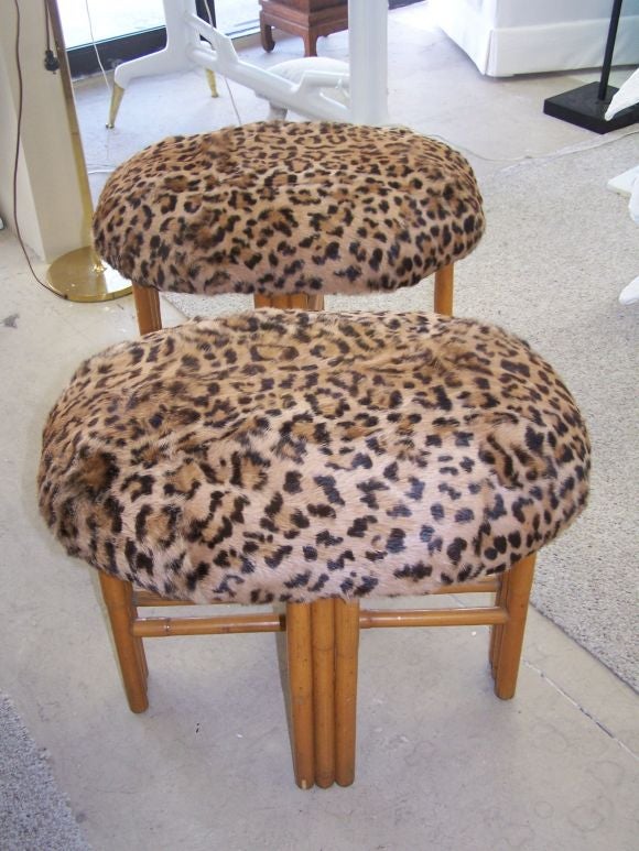 Pair of 40's Bamboo Stools 2