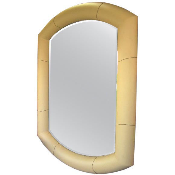 Karl Springer Oversized Leather & Bronze Mirror (signed)