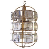 Max Ingrand Gilded Bronze and Glass Chandelier by Fontana Arte
