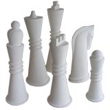Six Oversized Chess Pieces in French Plaster