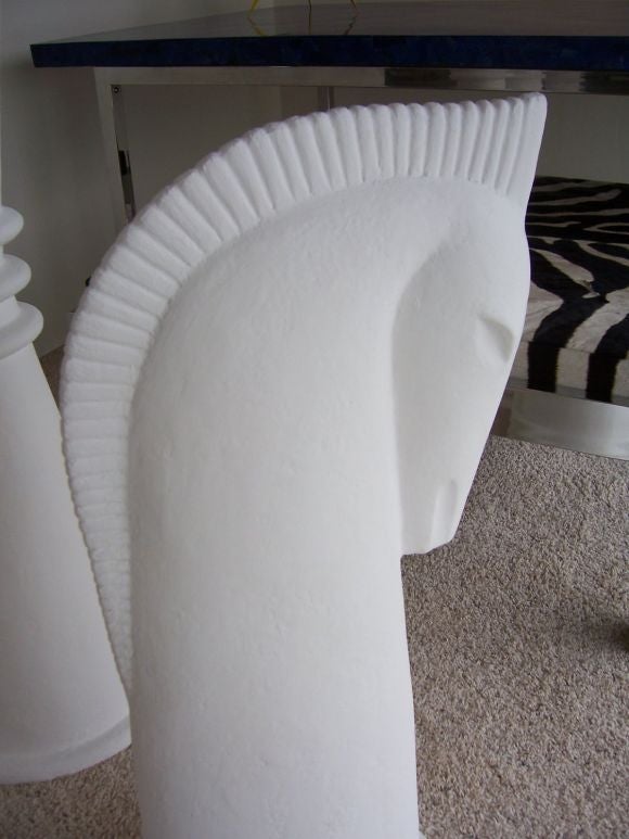 Six Oversized Chess Pieces in French Plaster