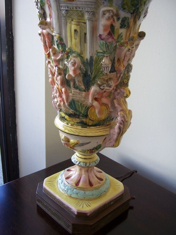 Pair of Capodimonte Torchiere Table Lamps 2