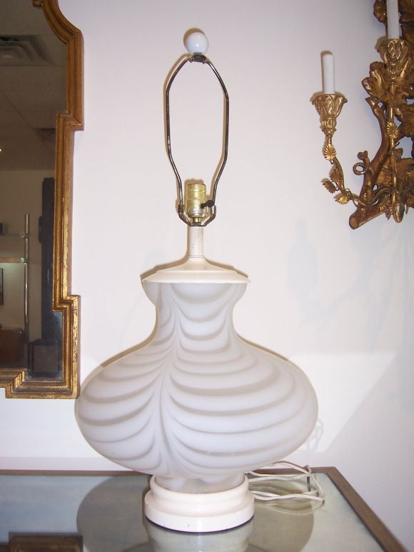 Pair of White Murano Swirl Table Lamps 2