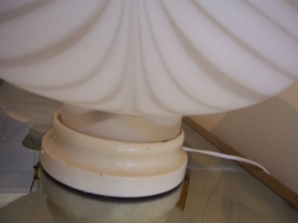 Pair of White Murano Swirl Table Lamps 1