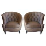 A Pair of Deco Scrolled Back Armchairs