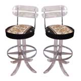 A Pair of Thick Lucite Barstools