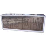 A High Lacquer Sideboard w/ Studded Stainless Steel Facade