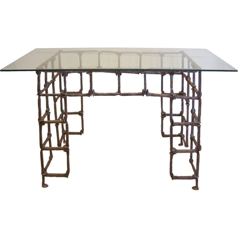A Railroad Spike Sculptural Table Base