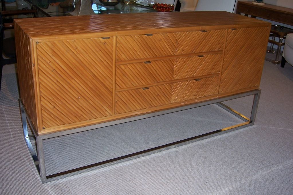 A Bamboo Sideboard on Chrome Base