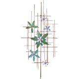 Vintage A Santora Enameled and Wire "Daisy" Wall Sculpture