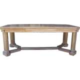 A Cerused Oak Parquet Top Table attrib. Jean-Charles Moreux
