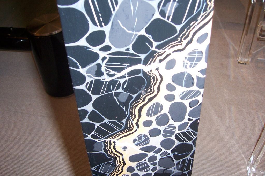 A Pair of Faux Painted Marble Obelisks