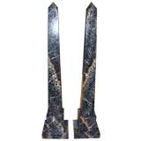 A Pair of Faux Painted Marble Obelisks