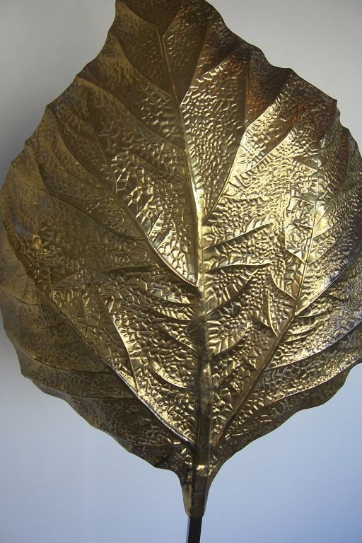 A Tommaso Barbi Floorlamp with Hammered Brass Leaf Reflector