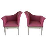 A Pair of Glamorous Hollywood Regency Pink Leather Chairs