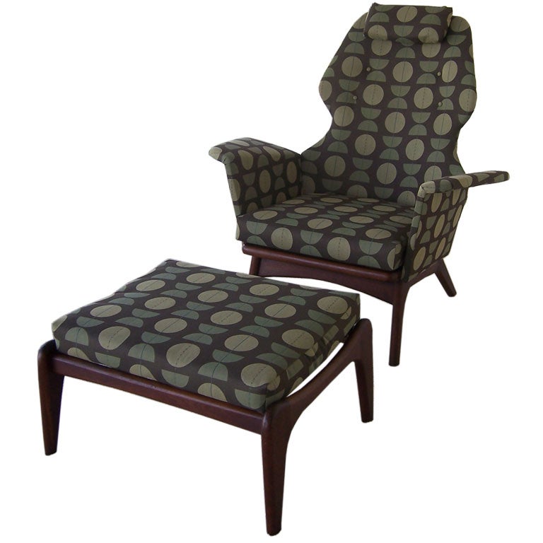 A Sculptural Danish Armchair + Ottoman