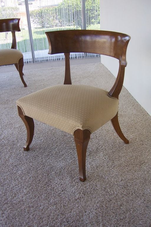 A Pair of  Klismos Chairs in Walnut
