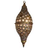 A Tear Drop Crystal & Amber Glass Encrusted Hanging Light