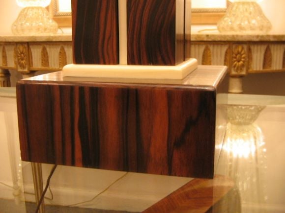 A Pair of Macassar Ebony Jules Lamp by Van den Akker