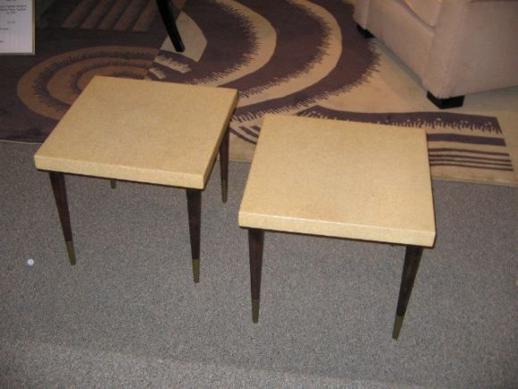 A Pair of Cork Topped Occasional Tables by Paul Frankl