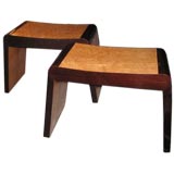A Pair of Art Deco Stools in Birdseye Maple and Rosewood
