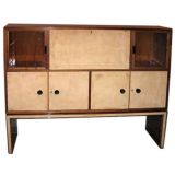  Art Deco Mahogany and Parchment Cabinet on Stand