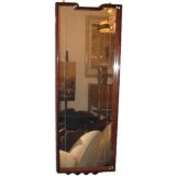A Large Art Deco Rosewood Wall Mirror in the Style of Borsani