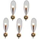 A Set of Five Glass Wall Sconces in the style of Fontana Arte