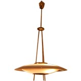 A Modernist Double Bowl Chandelier in the style of  Fontana Arte