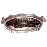 A Silver and Tortoise Shell Oval Shaped Tray