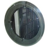 A Round Wall Mirror with Grey Glass Frame by Fontana Arte