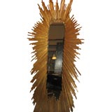 A Fabulous Large Scale Wood and Gilt Sunburst Wall Mirror
