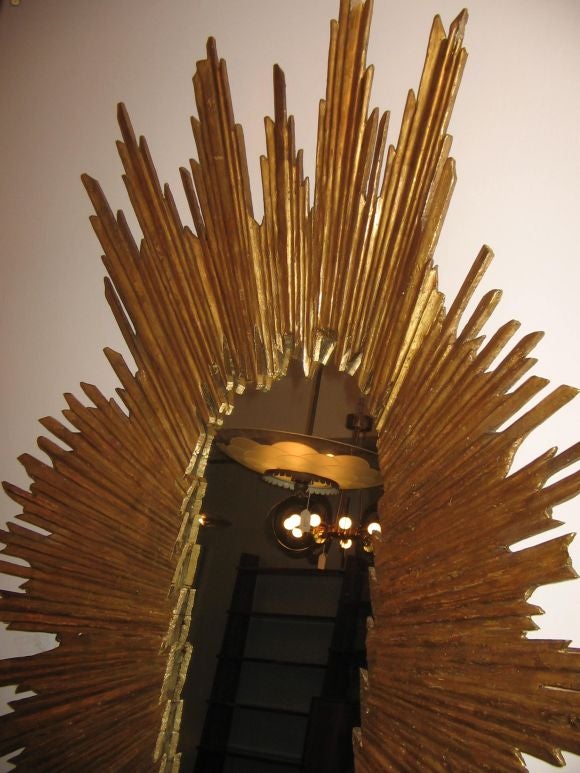 Italian A Fabulous Large Scale Wood and Gilt Sunburst Wall Mirror