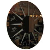 Vintage A Large Round Art Deco Etched Zodiac Wall Mirror