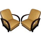 A Pair of Mahogany and Leather Art Deco Club Chairs
