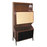 An Italian Modern Rosewood Drop Front Bar Cabinet