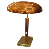 A Brass Desk Lamp with a Crystal Base by Fontana Arte