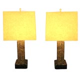A Pair of Lucite and Glass Table Lamps by David Knower LaBatt