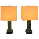 A Pair of Lucite and Glass Table Lamps by David Knower LaBatt