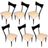 A Set of Six Dining Chairs in Black Lacquer by Ico Parisi