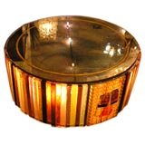 A Mirrored Topped Cocktail Table with a Murano Glass Lit Skirt