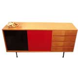 A Modernist Sideboard in Birch with Glass Doors