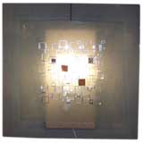 A Glass and Metal Lit Wall Piece by Angelo Brotto
