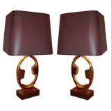 A Pair of Cast Brass Table Lamps by Willy Daro