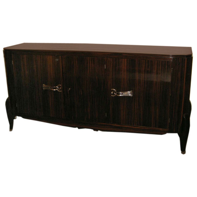 An Art Deco Three Door Sideboard in Macassar Ebony