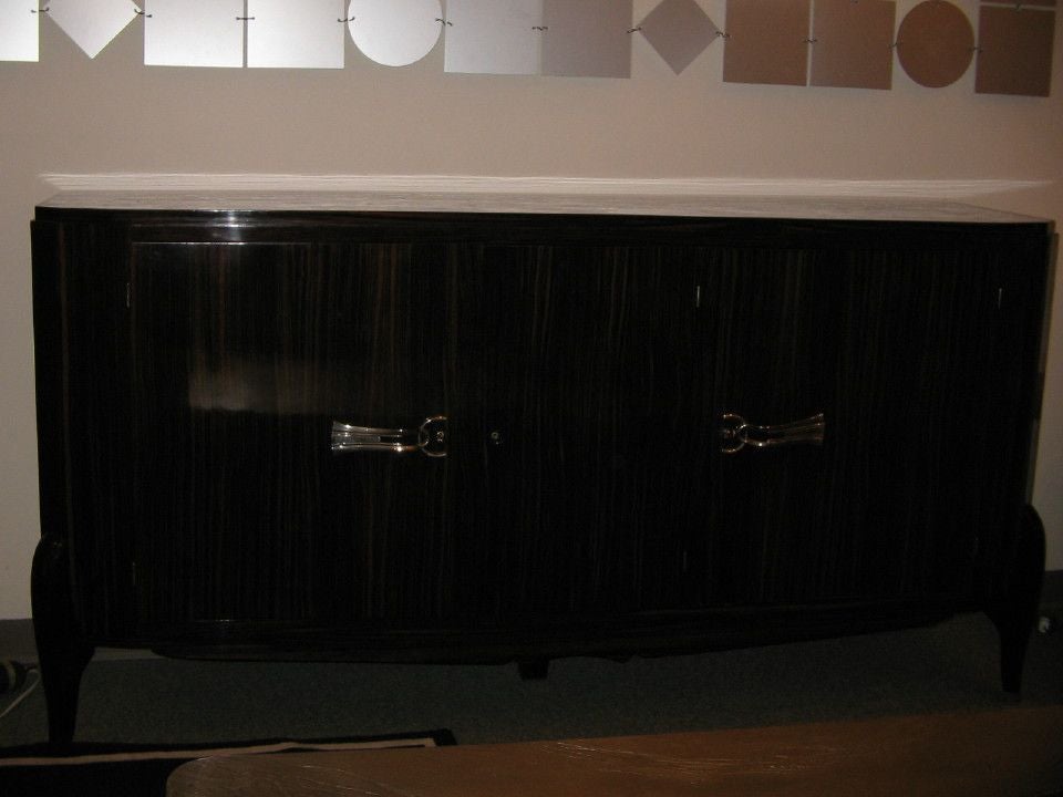 French An Art Deco Three Door Sideboard in Macassar Ebony