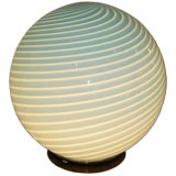 Handblownd Blue Swirl Globe Table Lamp by Vetri ca, 1960